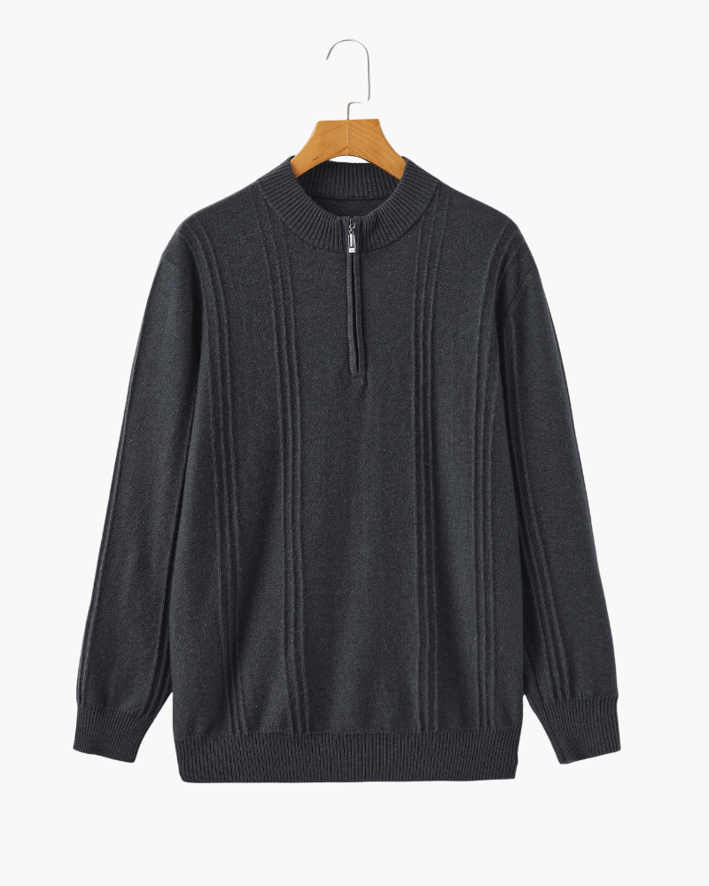 100% Cashmere Ribbed Half Zip - Sanvelier