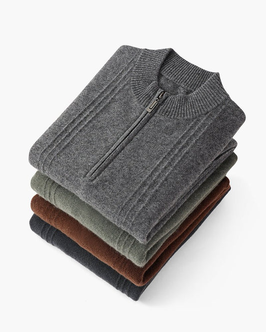100% Cashmere Ribbed Half Zip - Sanvelier