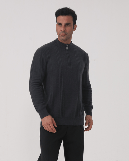 100% Cashmere Ribbed Half Zip - Sanvelier